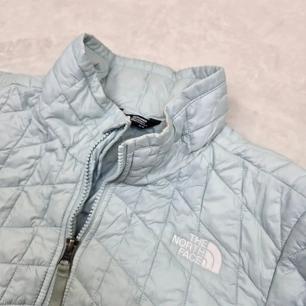 The North Face Quilted Jacket Youth Jr Large 14 16 Lt‎ Blue Insulated Primaloft